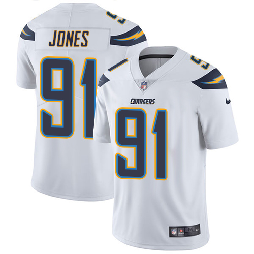 Nike Chargers #91 Justin Jones White Men's Stitched NFL Vapor Untouchable Limited Jersey